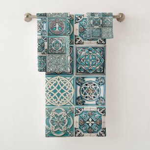 Irish Celtic Tiles Bath Towel Set