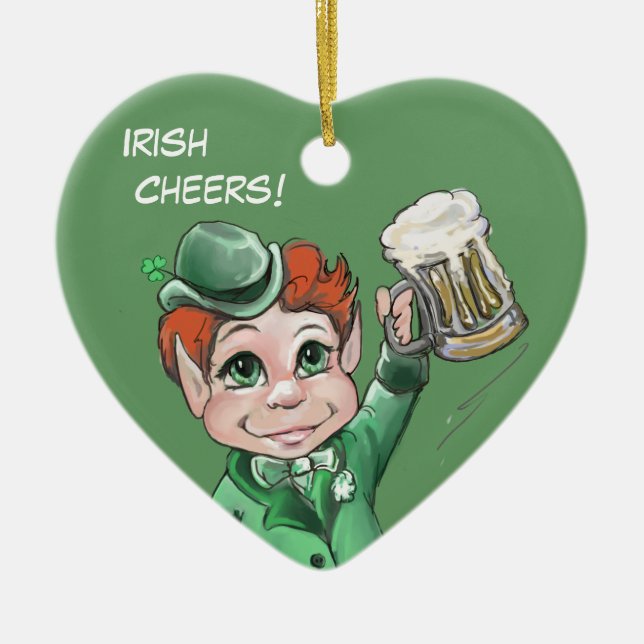 Irish Cheers! Portrait Heart Ornament (Front)