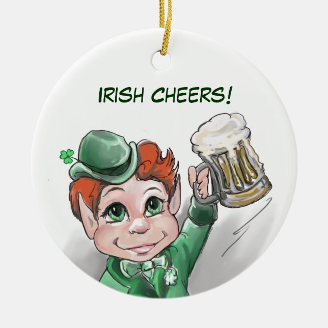 Irish Cheers! Portrait Round Ornament (Front)