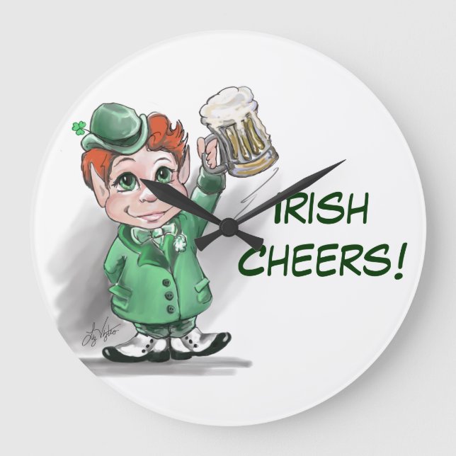 Irish Cheers! Round Wall Clock (Front)