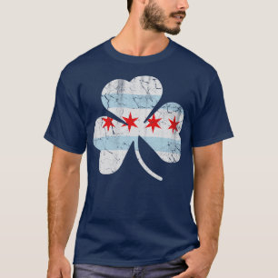 Irish Chicago Flag Shamrock St Patricks Day T-Shirt