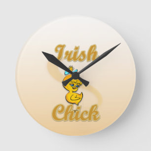 Irish Chick Round Clock