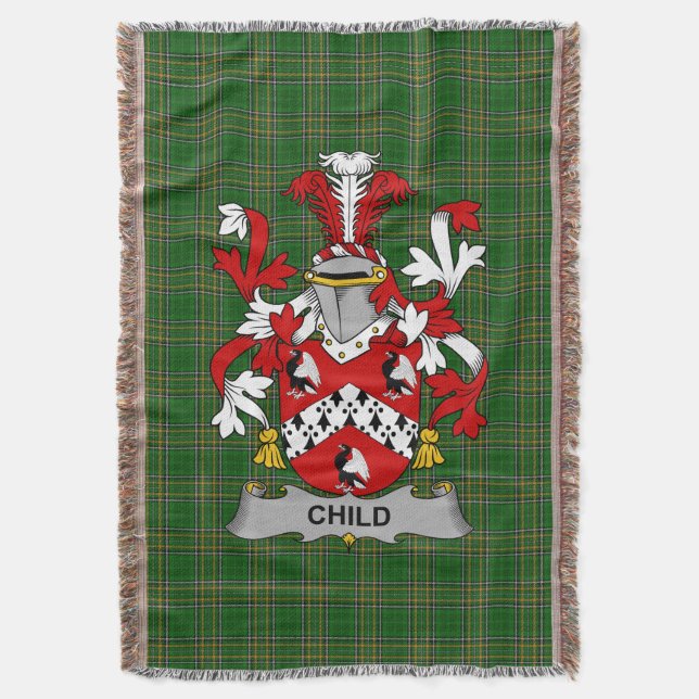  Irish Child Coat of Arms Family Crest Ireland Throw Blanket (Front Vertical)