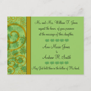 Irish Christian Wedding Invitation Blue Green Postcard