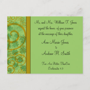 Irish Christian Wedding Invitation Blue Green Postcard