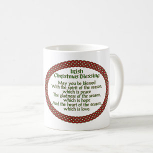 Irish Christmas Blessing, Red Green Celtic Holiday Coffee Mug