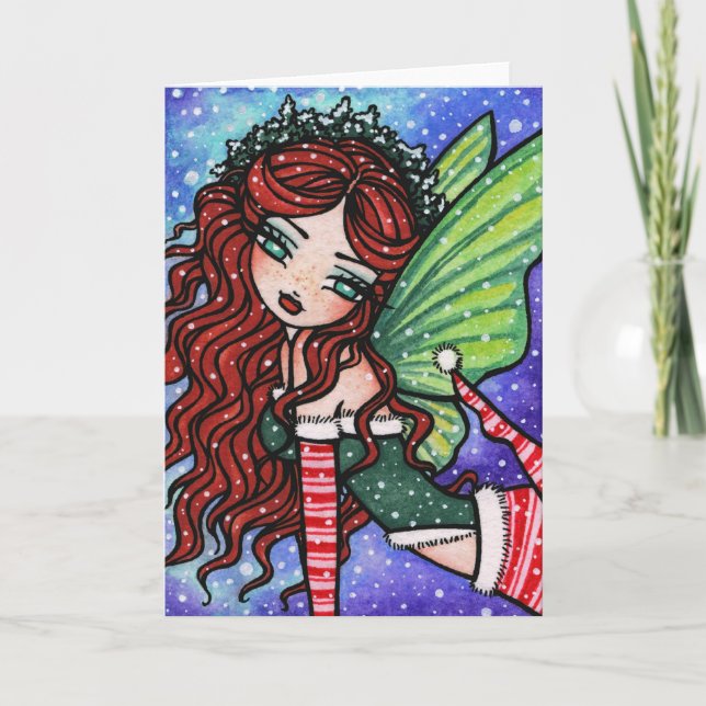 Irish Christmas Fae Fairy Snow Fantasy Card (Front)