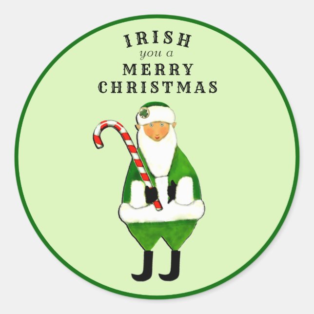 Irish Christmas Holiday Humour Classic Round Sticker (Front)