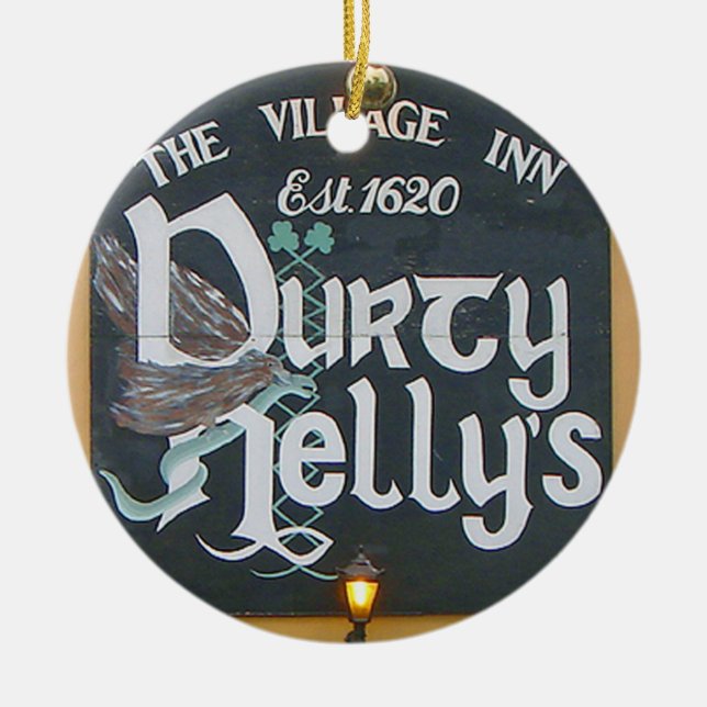 Irish Christmas Ornament, Durty Nelly's & Nollaig Ceramic Tree Decoration (Front)