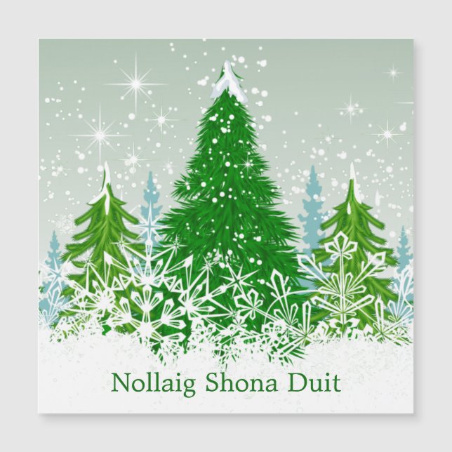 Irish Christmas, snowy green fir trees (Front)