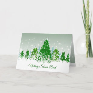 Irish Christmas, snowy green fir trees Holiday Card