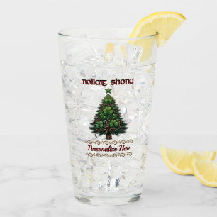 Irish Christmas Tree w/Shamrocks Personalised Glass