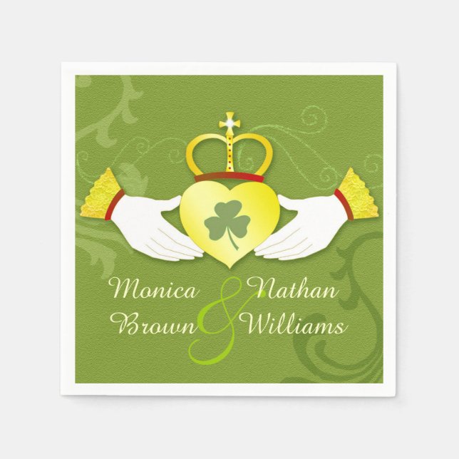 Irish Claddagh Heart Celtic Wedding Napkin (Front)