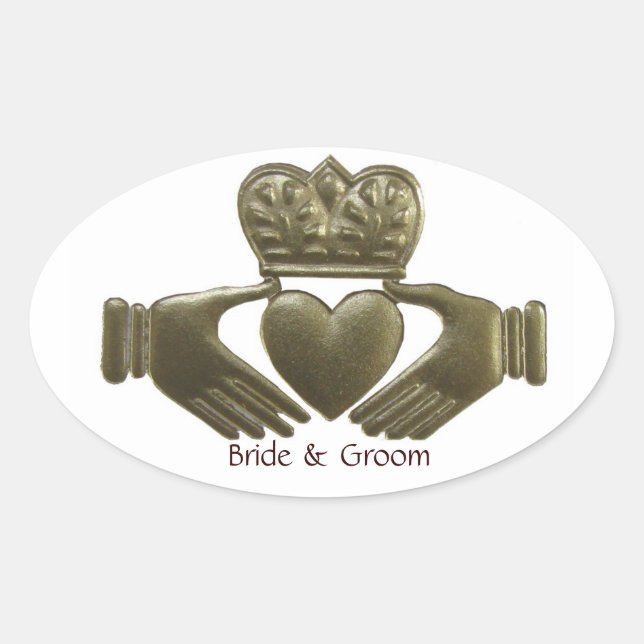 Irish Claddagh Oval Gold Wedding Seals (Front)