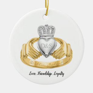 Irish Claddagh Ring Personalised Ceramic Tree Decoration