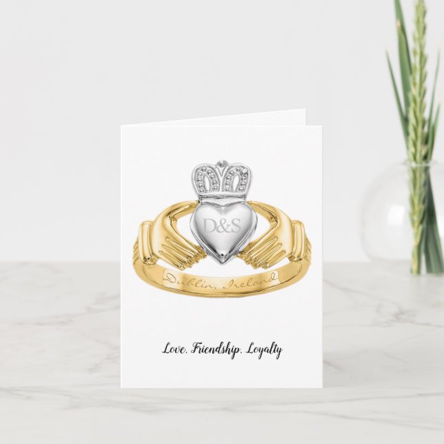 Irish Claddagh Ring Valentines Love Holiday Card (Front)
