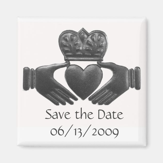 Irish Claddagh save the date magnet (Front)