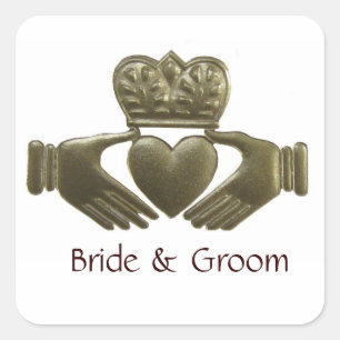 Irish Claddagh Square Gold Wedding Seals