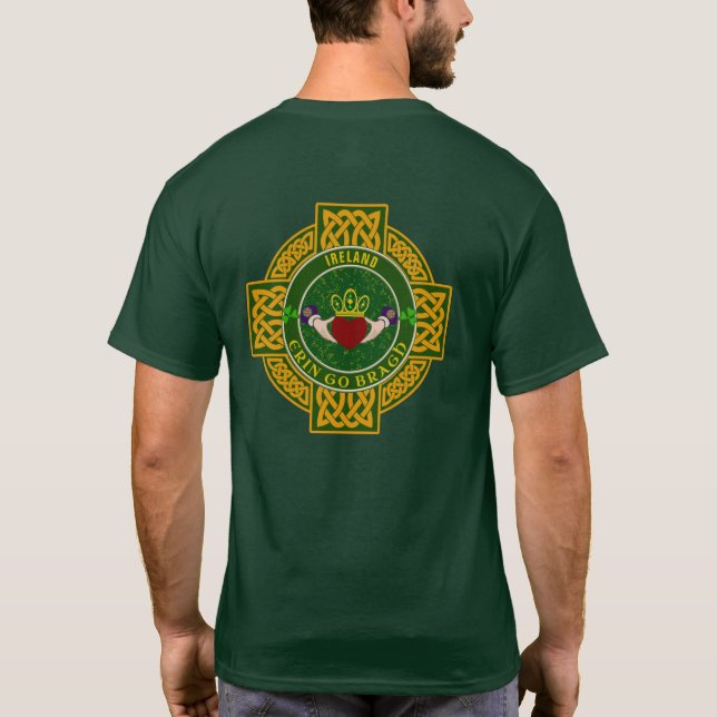 Irish Claddagh w/Golden Celtic Cross Personalised T-Shirt (Back)