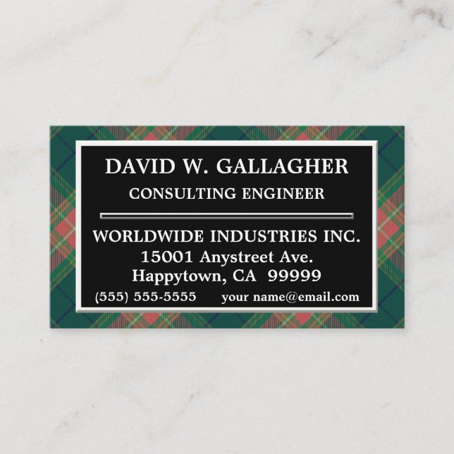 Irish Clan Gallagher Tartan Plaid Business Card (Front)