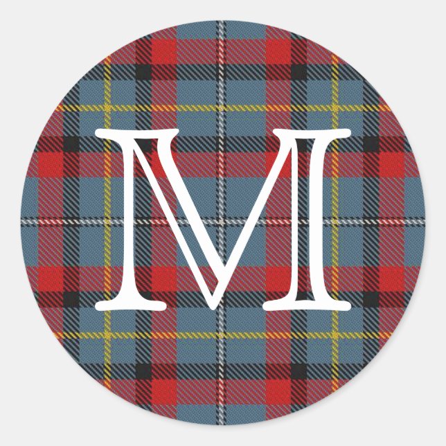 Irish Clan MacNamara Tartan With Monogram Classic Round Sticker (Front)