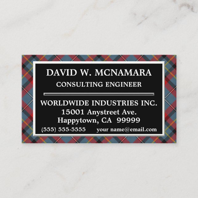 Irish Clan McNamara MacNamara Tartan Plaid Business Card (Front)