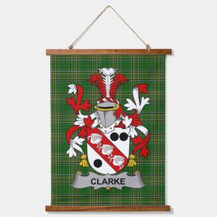Irish Clarke Coat of Arms Family Crest Hanging Tapestry