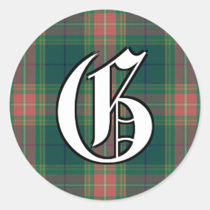 Irish Classic Clan Gallagher Tartan Monogram Classic Round Sticker