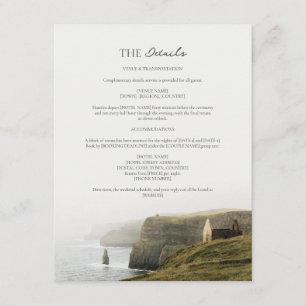 Irish Cliffs Destination Travel Wedding Details Enclosure Card