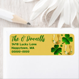 Irish Clover and Gold Horseshoes Address Labels