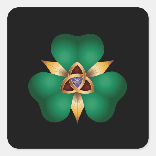 Irish Clover and Trinity Knot Charm Square Sticker (Front)