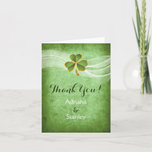 Irish clover and veil wedding Thank you photo Card