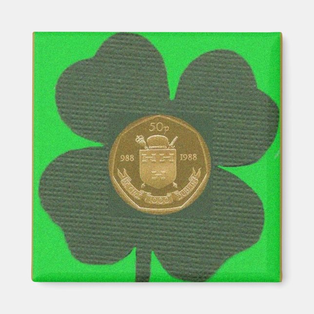 IRISH CLOVER & COIN MAGNET (Front)