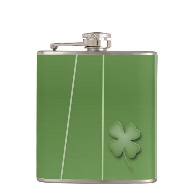 Irish Clover Design Hip Flask (Front)