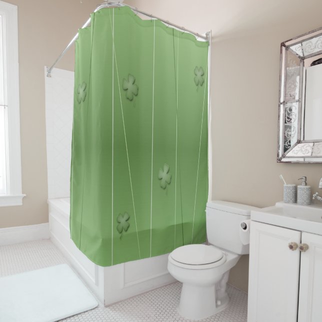 Irish Clover Design Shower Curtain (In Situ)
