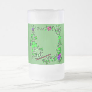Irish Clover Green St. Patrick's Day  Frosted Glass Beer Mug