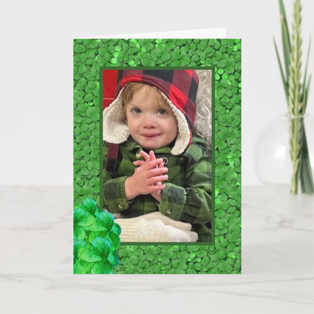 Irish Clover Happy Saint Patrick's Day Holiday Card (Front)