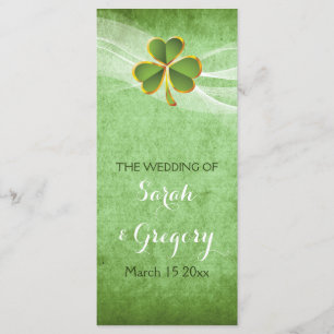 Irish clover & veil green wedding progam programme