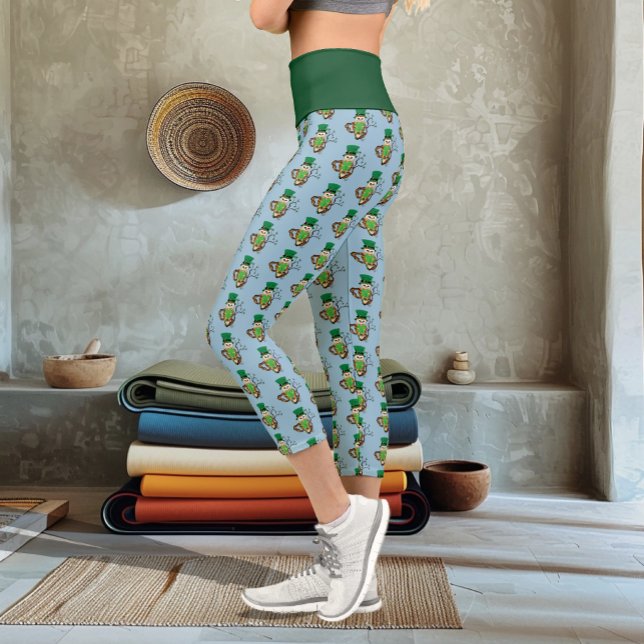 Irish Clovers Owl Green Capri Leggings (Creator Uploaded)