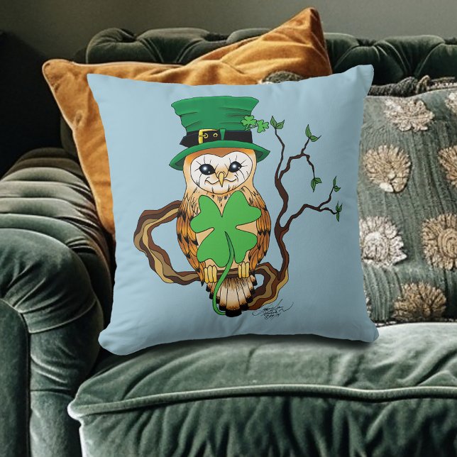 Irish Clovers Owl Green Cushion (Creator Uploaded)