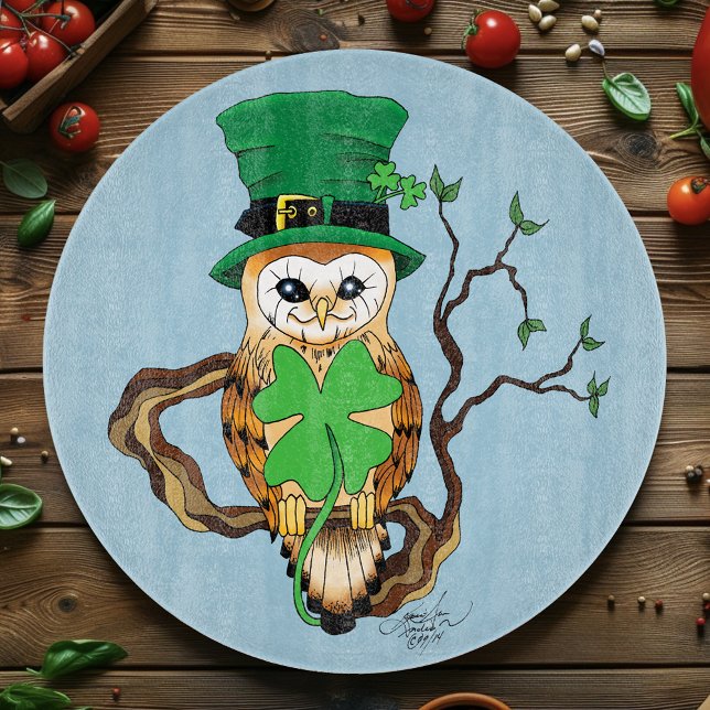 Irish Clovers Owl Green Cutting Board (Creator Uploaded)