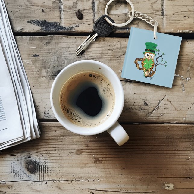 Irish Clovers Owl Green Key Ring (Creator Uploaded)