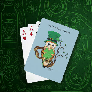 Irish Clovers Owl Green Playing Cards