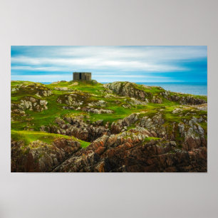 Irish Coastal Ruins Print Rocky Seaside Art