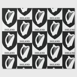Irish Coat of Arms Black & White Minimalist Art Wrapping Paper