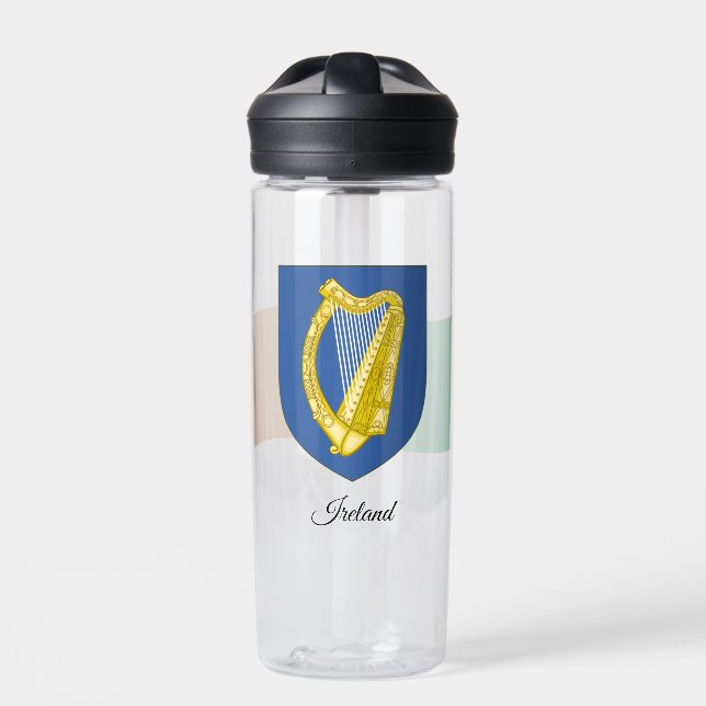 Irish Coat of Arms, Flag, Ireland Water Bottle (Front)
