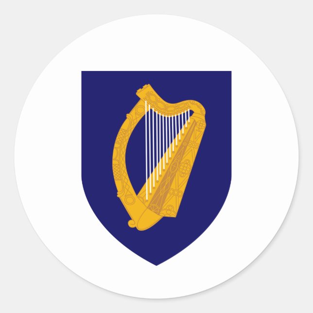 Irish Coat of Arms, Republic of Ireland Classic Round Sticker (Front)