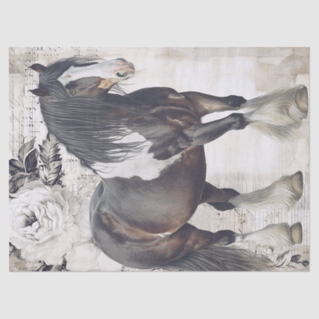 Irish Cob Horse Decoupage Tissue Paper (Front)