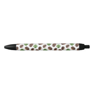 Irish Coffee Beans and Shamrocks Funny Design Black Ink Pen
