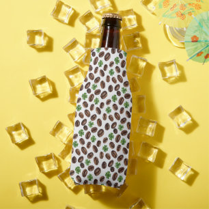 Irish Coffee Beans and Shamrocks Funny Design Bottle Cooler